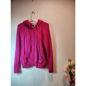 Juicy Couture Hoodie Small Pink Wool Cashmere Blend Zip‎ Up Y2K Logo Sweatshirt